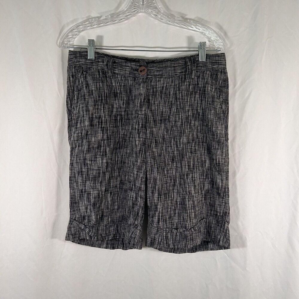Kenzie Girl Shorts Junior 9 Grey Linen Blend Button Zip 11.5" Inseam Pockets
